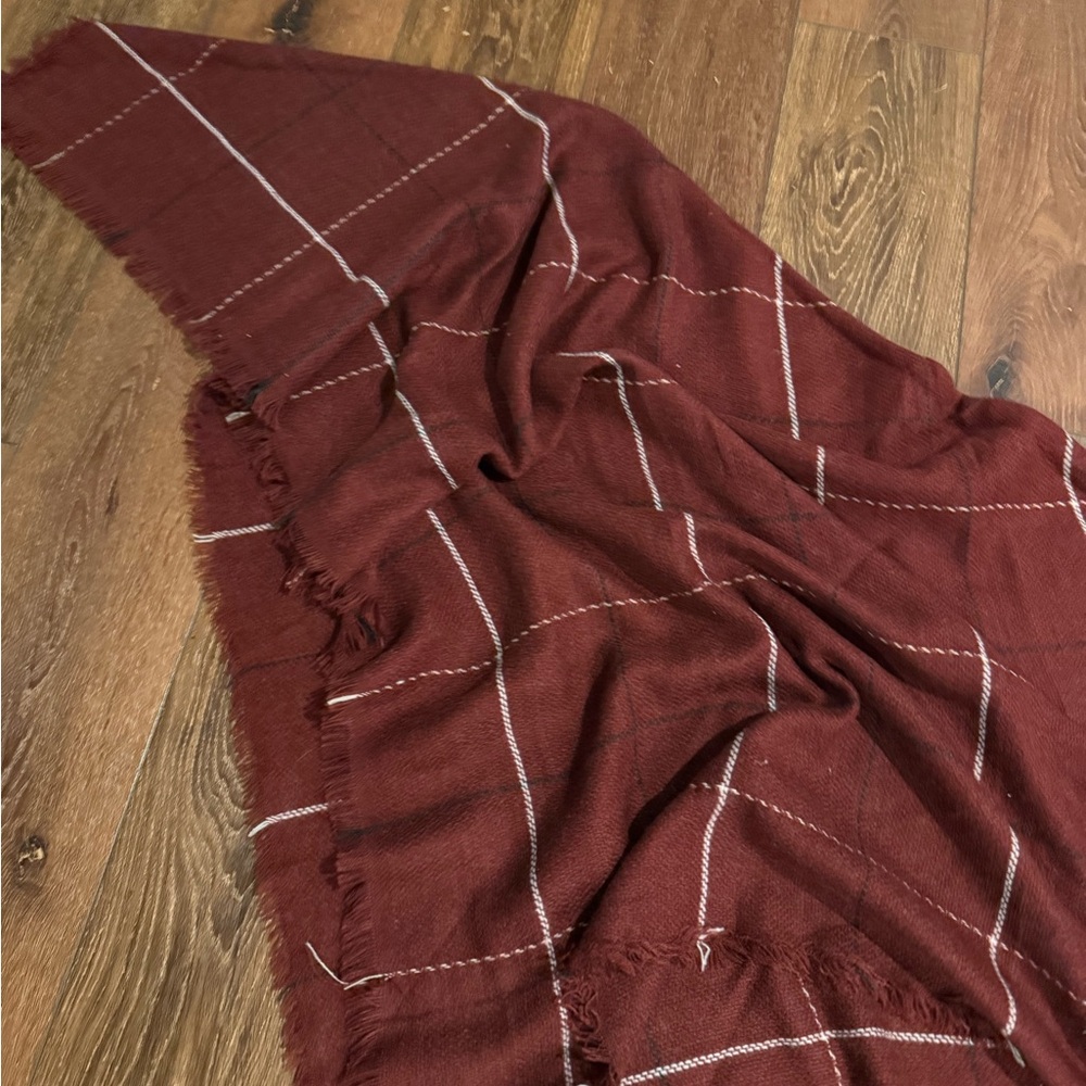 NWT Burgundy Plaid Scarf Wrap